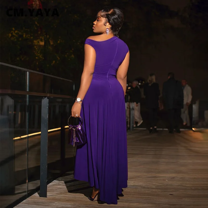 CM.YAYA Fashion Women Ruched Sleeveless High Side Split Maxi Dress Holiday Birthday Sexy Night Club Party Street Long Dresses CM.YAYA Fashion Women Ruched Sleeveless High Side Split Maxi Dress Holiday Birthday Sexy Night Club Party Street Long Dresses