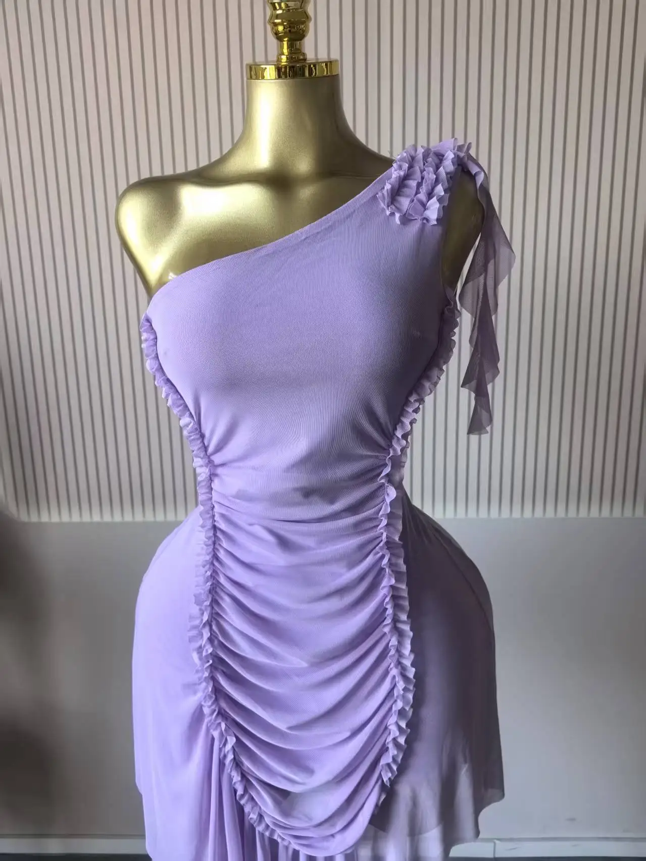 CM.YAYA Women Ruffles Streamer One Shoulder Irregular Midi Mini A-line Dress 2026 Elegant Birthday Party Dresses Trendy Vestidos