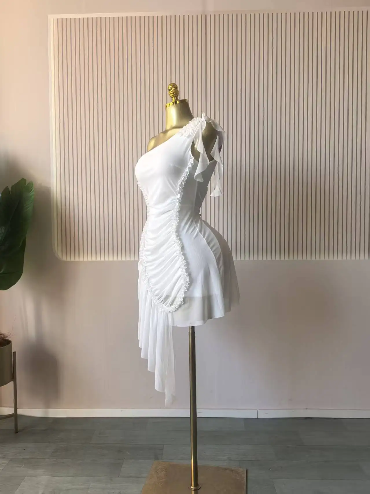 CM.YAYA Women Ruffles Streamer One Shoulder Irregular Midi Mini A-line Dress 2026 Elegant Birthday Party Dresses Trendy Vestidos