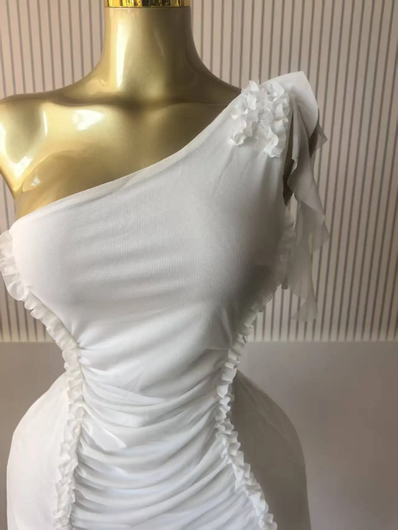 CM.YAYA Women Ruffles Streamer One Shoulder Irregular Midi Mini A-line Dress 2026 Elegant Birthday Party Dresses Trendy Vestidos