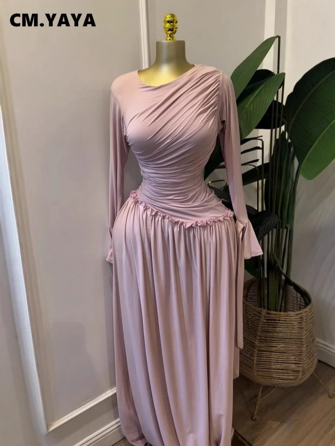 CM.YAYA Women Full Sleeve O-neck Elegant Long Dress 2026 Fall Winter Sweet Holiday Birthday Evening Sexy Party Dresses Vestidos CM.YAYA Women Full Sleeve O-neck Elegant Long Dress 2026 Fall Winter Sweet Holiday Birthday Evening Sexy Party Dresses Vestidos