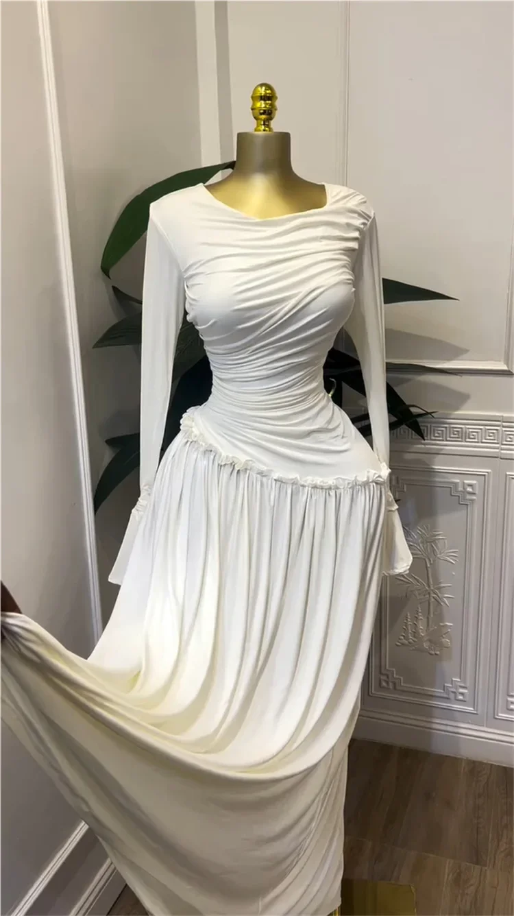 CM.YAYA Women Full Sleeve O-neck Elegant Long Dress 2026 Fall Winter Sweet Holiday Birthday Evening Sexy Party Dresses Vestidos