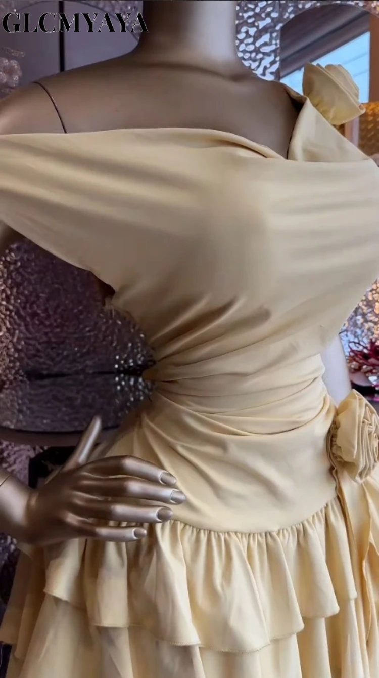 CM.YAYA Women Floral Applique Cascading Ruffles Tank Mini Smock Dress 2026 Street Beach Party Education Holiday Dresses Vestidos