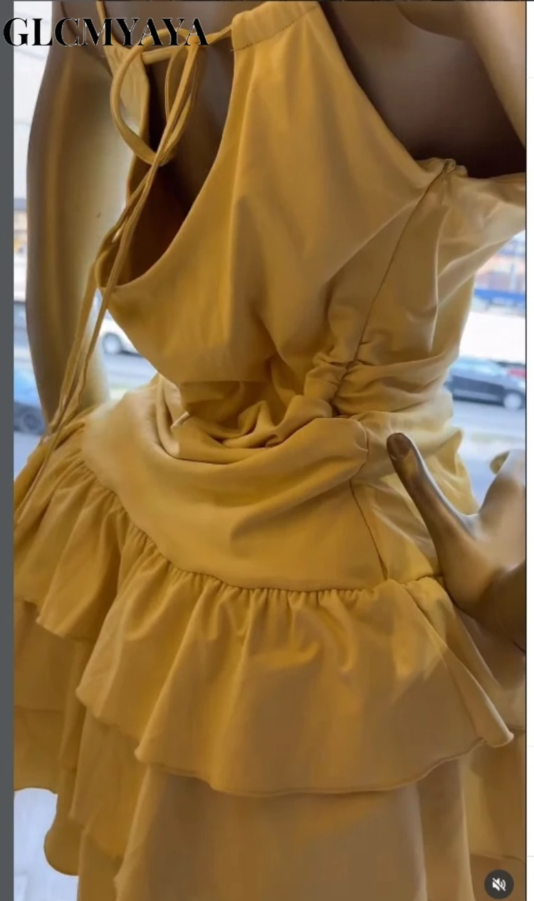 CM.YAYA Women Floral Applique Cascading Ruffles Tank Mini Smock Dress 2026 Street Beach Party Education Holiday Dresses Vestidos