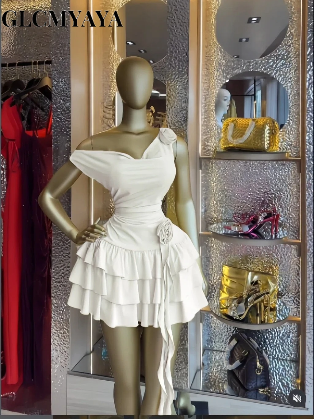 CM.YAYA Women Floral Applique Cascading Ruffles Tank Mini Smock Dress 2026 Street Beach Party Education Holiday Dresses Vestidos