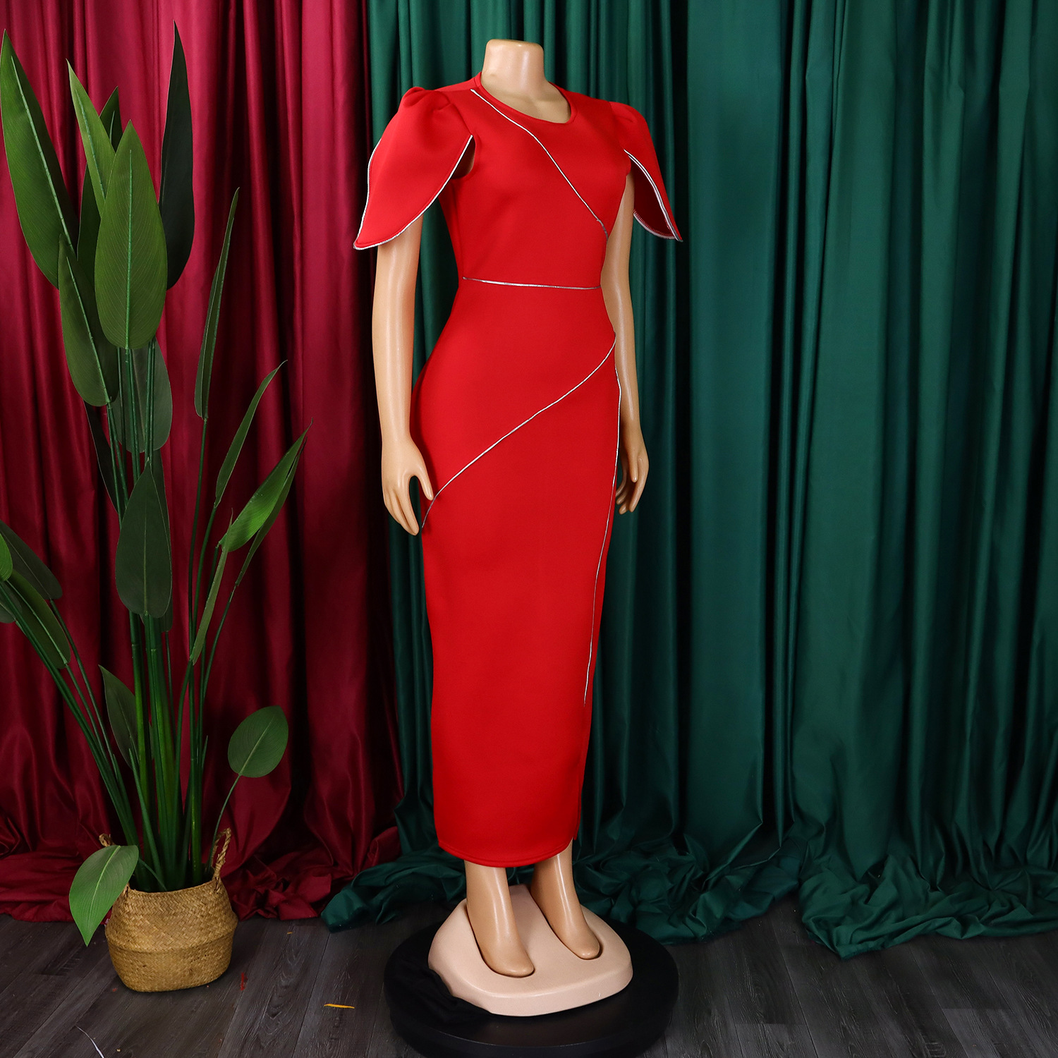 CM.YAYA Women Petal Full Sleeve O-neck Bodycon Midi Long Dress 2025 Spring OL Evening Party Night Club Africa Dresses Vestidos CM.YAYA Women Petal Full Sleeve O-neck Bodycon Midi Long Dress 2025 Spring OL Evening Party Night Club Africa Dresses Vestidos