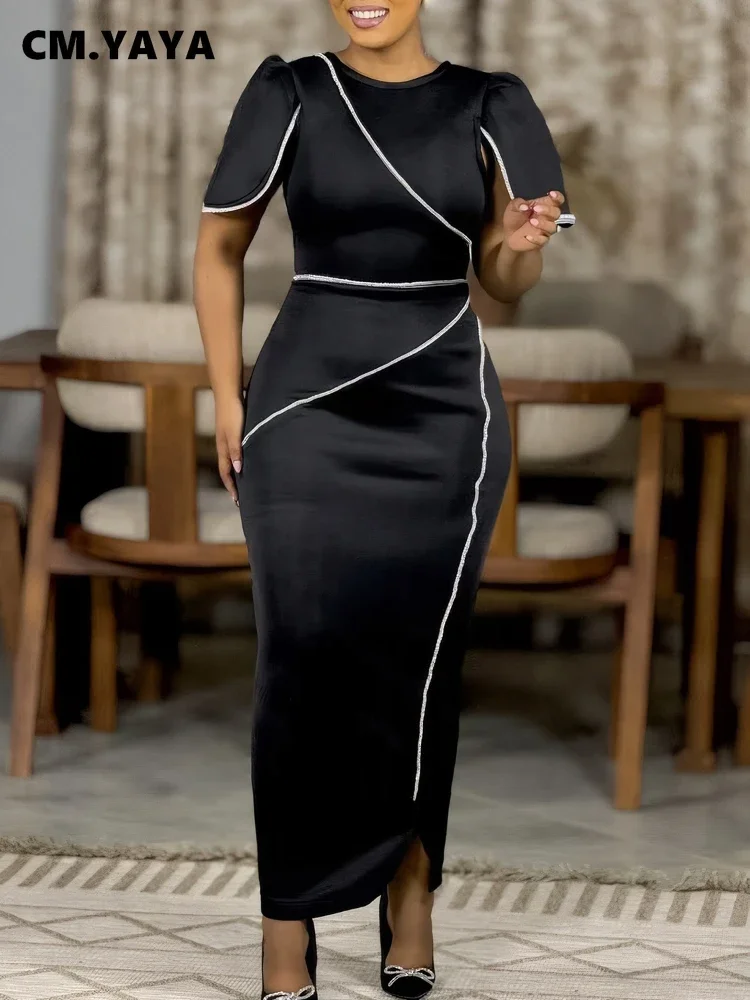 CM.YAYA Women Petal Full Sleeve O-neck Bodycon Midi Long Dress 2025 Spring OL Evening Party Night Club Africa Dresses Vestidos CM.YAYA Women Petal Full Sleeve O-neck Bodycon Midi Long Dress 2025 Spring OL Evening Party Night Club Africa Dresses Vestidos