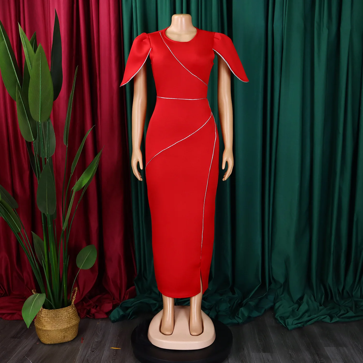 CM.YAYA Women Petal Full Sleeve O-neck Bodycon Midi Long Dress 2025 Spring OL Evening Party Night Club Africa Dresses Vestidos CM.YAYA Women Petal Full Sleeve O-neck Bodycon Midi Long Dress 2025 Spring OL Evening Party Night Club Africa Dresses Vestidos