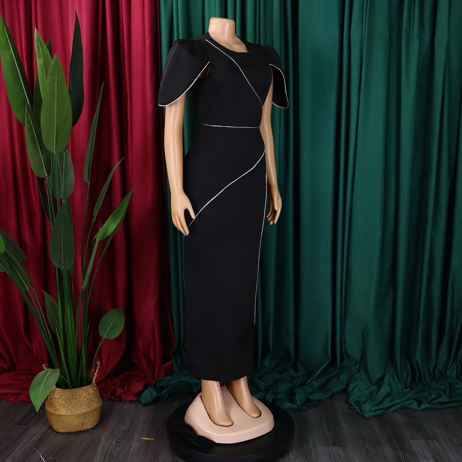 CM.YAYA Women Petal Full Sleeve O-neck Bodycon Midi Long Dress 2025 Spring OL Evening Party Night Club Africa Dresses Vestidos CM.YAYA Women Petal Full Sleeve O-neck Bodycon Midi Long Dress 2025 Spring OL Evening Party Night Club Africa Dresses Vestidos