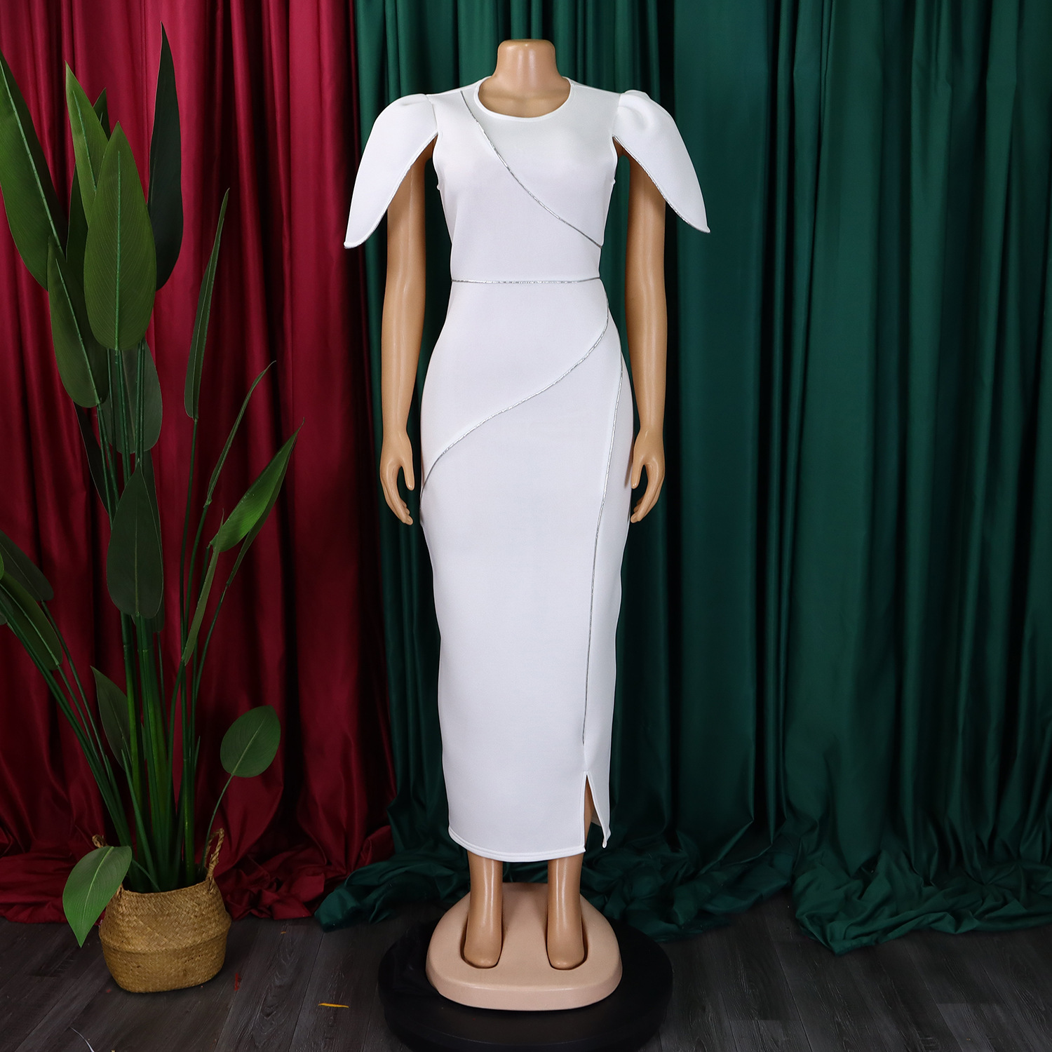 CM.YAYA Women Petal Full Sleeve O-neck Bodycon Midi Long Dress 2025 Spring OL Evening Party Night Club Africa Dresses Vestidos CM.YAYA Women Petal Full Sleeve O-neck Bodycon Midi Long Dress 2025 Spring OL Evening Party Night Club Africa Dresses Vestidos