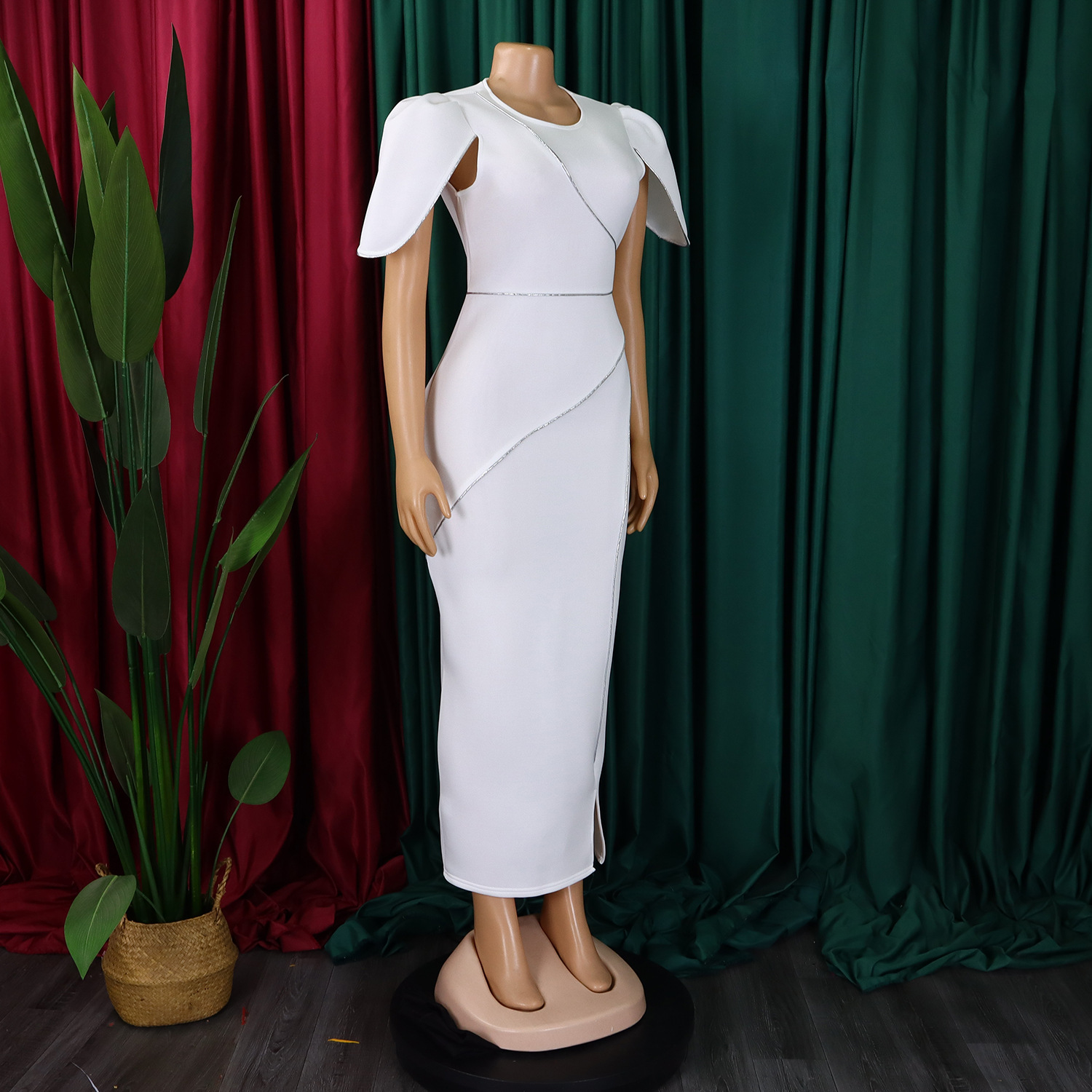 CM.YAYA Women Petal Full Sleeve O-neck Bodycon Midi Long Dress 2025 Spring OL Evening Party Night Club Africa Dresses Vestidos CM.YAYA Women Petal Full Sleeve O-neck Bodycon Midi Long Dress 2025 Spring OL Evening Party Night Club Africa Dresses Vestidos