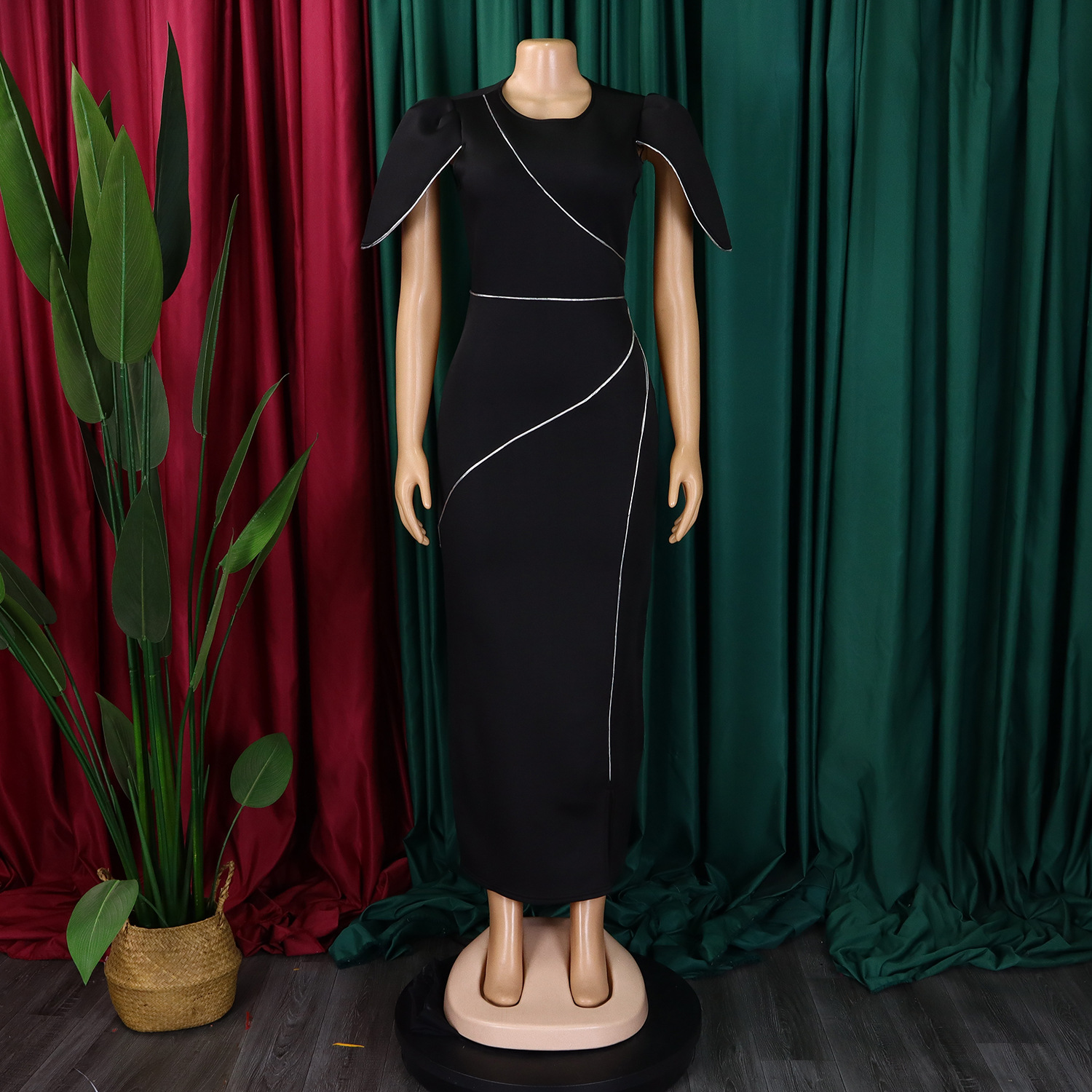 CM.YAYA Women Petal Full Sleeve O-neck Bodycon Midi Long Dress 2025 Spring OL Evening Party Night Club Africa Dresses Vestidos CM.YAYA Women Petal Full Sleeve O-neck Bodycon Midi Long Dress 2025 Spring OL Evening Party Night Club Africa Dresses Vestidos