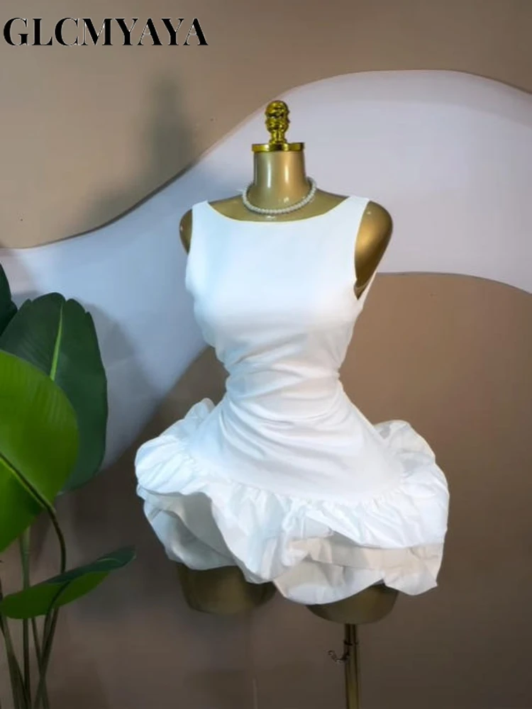 CM.YAYA Women Round Collar Tierred Ruffles Smock Mini A-line Dress 2026 Elegant Evening Birthday Party Dresses Trendy Vestidos CM.YAYA Women Round Collar Tierred Ruffles Smock Mini A-line Dress 2026 Elegant Evening Birthday Party Dresses Trendy Vestidos