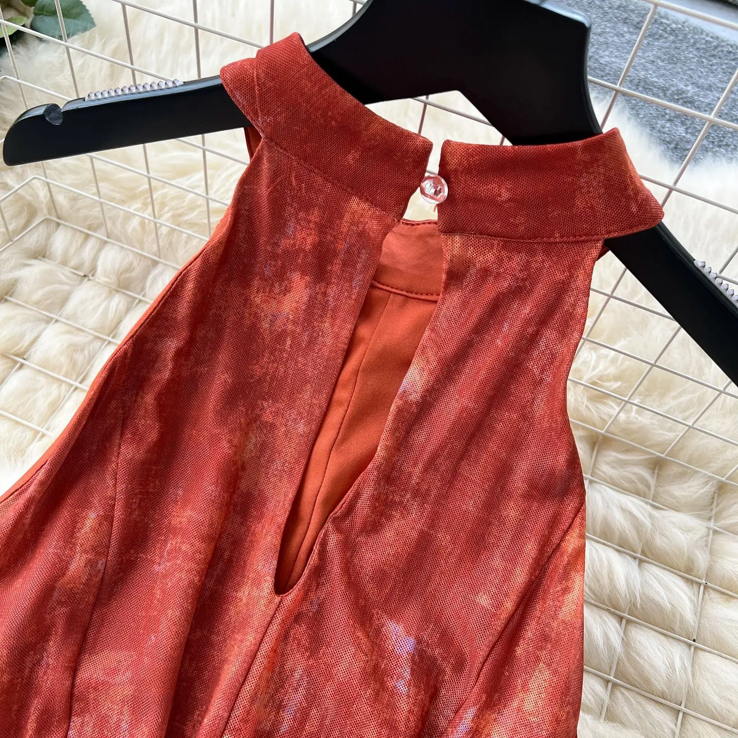 GLCMYAYA Women Tie Dye Halter Neck Sleeveless A-line Midi Maxi Long Dress 2025 Fall Vacation Party Birthday Dresses Vestidos