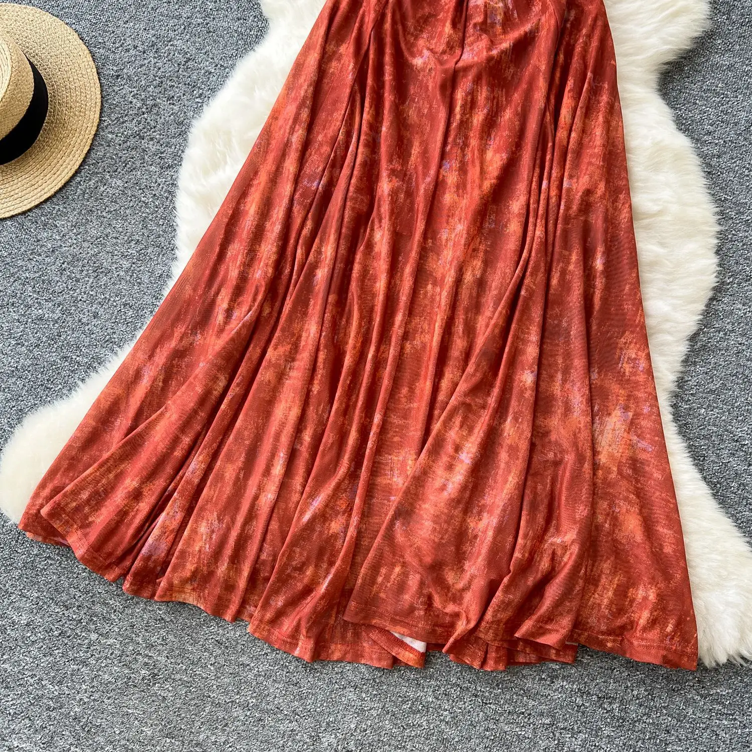 GLCMYAYA Women Tie Dye Halter Neck Sleeveless A-line Midi Maxi Long Dress 2025 Fall Vacation Party Birthday Dresses Vestidos