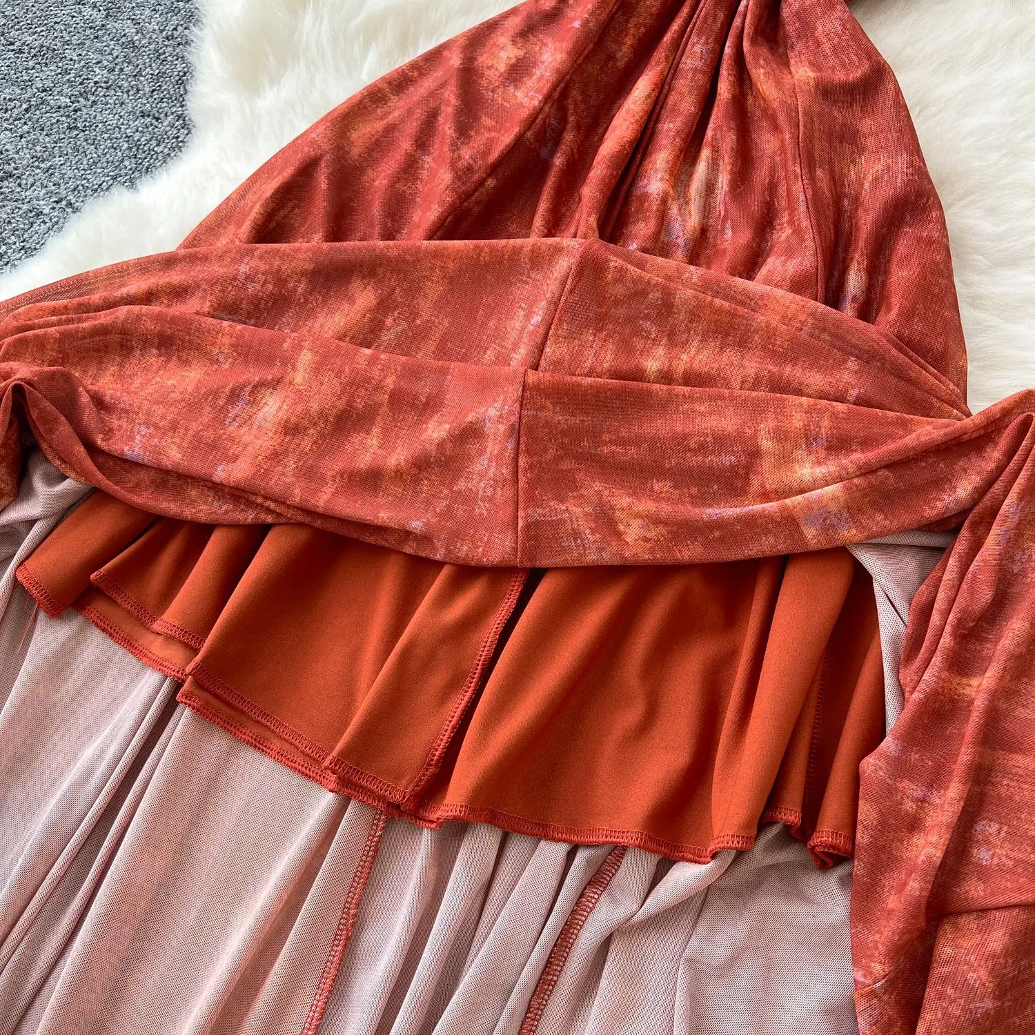 GLCMYAYA Women Tie Dye Halter Neck Sleeveless A-line Midi Maxi Long Dress 2025 Fall Vacation Party Birthday Dresses Vestidos