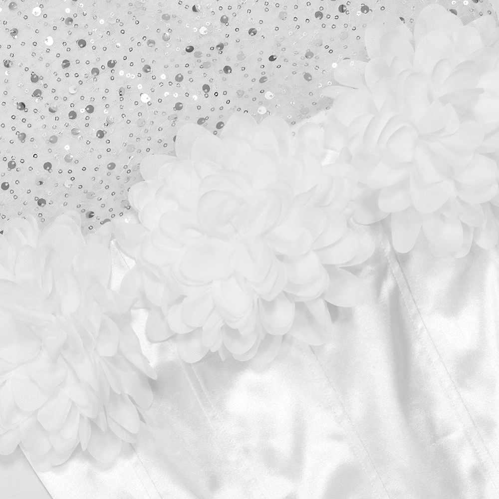 CM.YAYA INS Women Strapless Mesh Stain High Waist 3D Flower Sleeveless Dress 2024 Birthday Maxi Long Party Evening Split Dresses