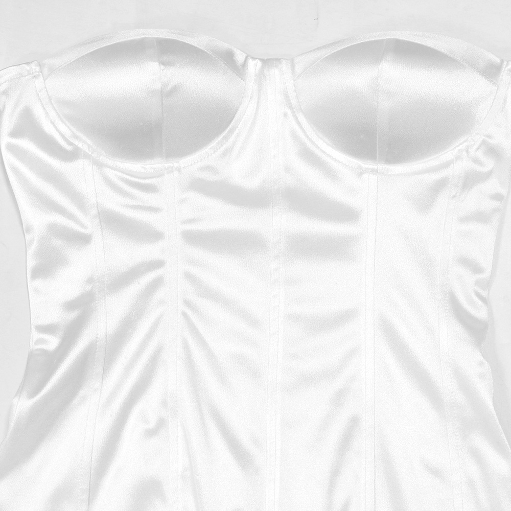 CM.YAYA INS Women Strapless Mesh Stain High Waist 3D Flower Sleeveless Dress 2024 Birthday Maxi Long Party Evening Split Dresses