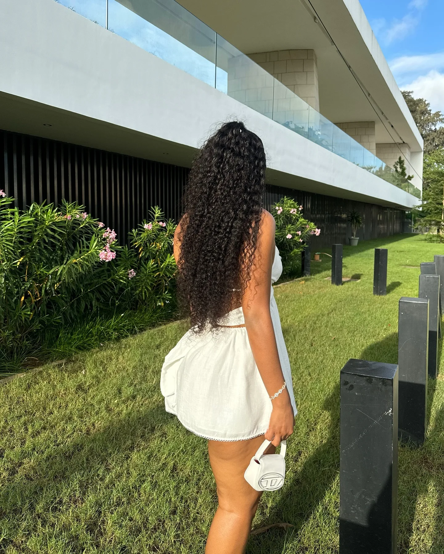 CM.YAYA 2024 Women Halter Strap Sleeveless Mini A-Line Dress Sexy Beading Backless Streetwear Evening Night Club Party Dresses