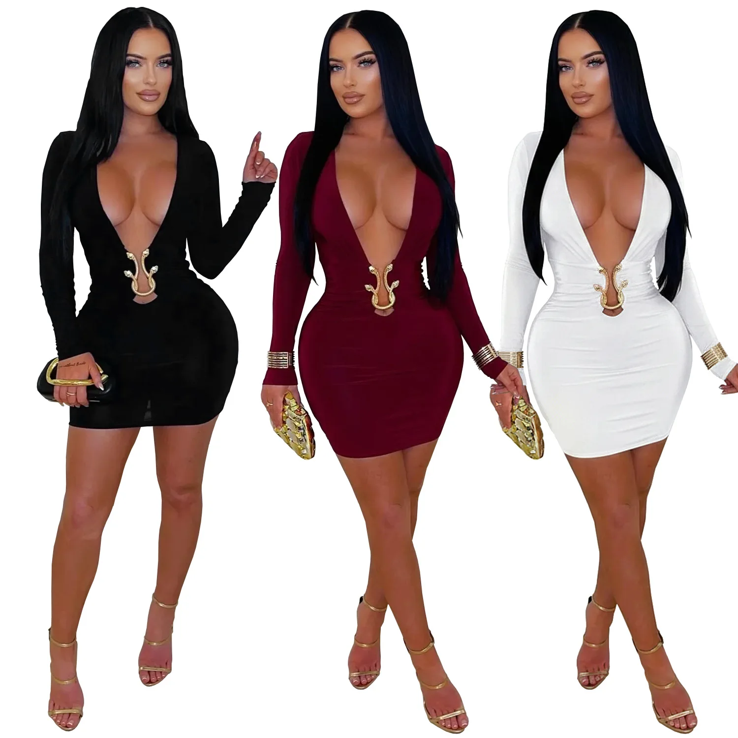 CM.YAYA Women V-Neck Long Sleeve Ruched Stacked Mini Dress 2026 Spring Beach Vacation Party Birthday Street Sexy Dresses