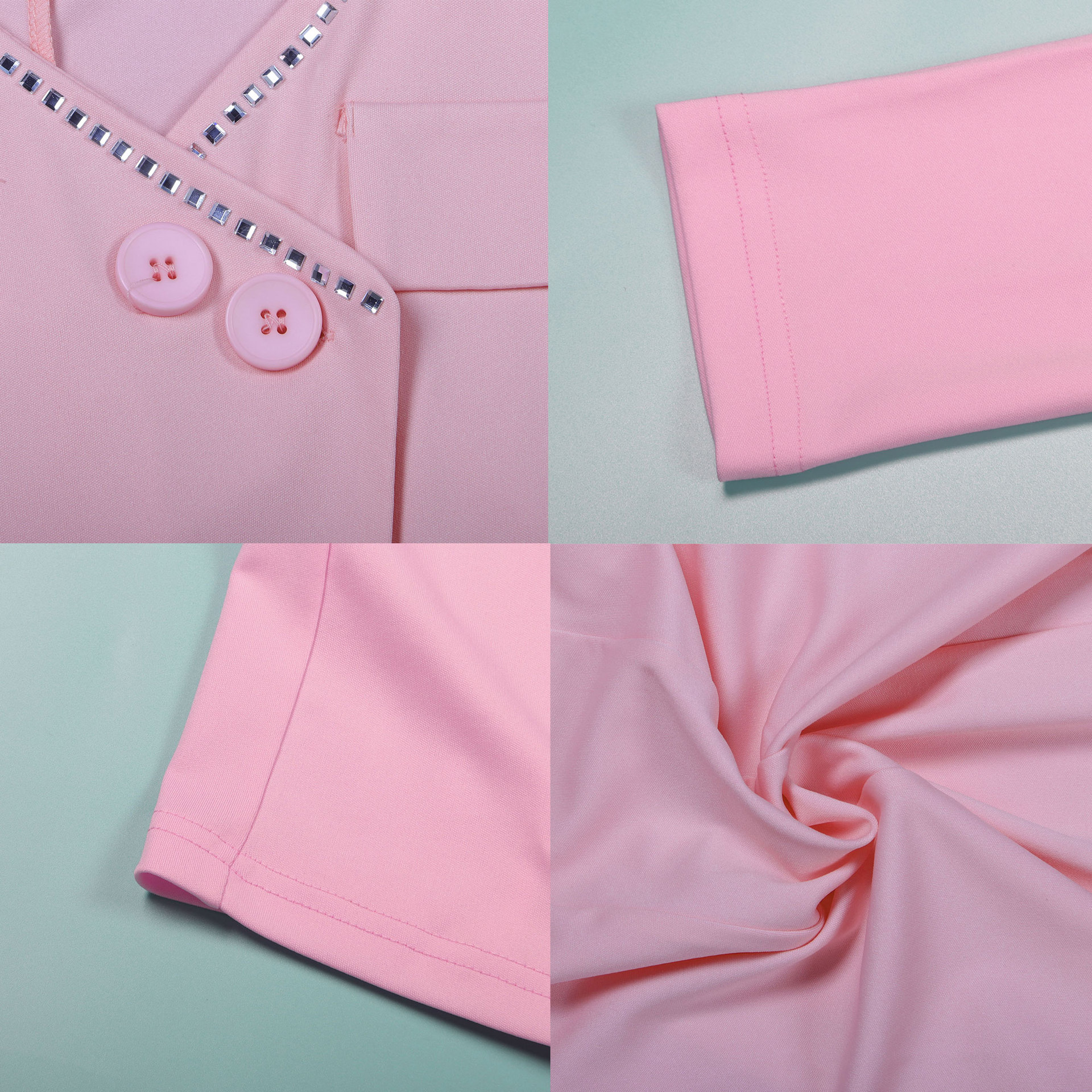 CM.YAYA Women Diamonds Hot Rhinestones Cutout Sweetheart Bodycon Midi Blazer Style Dress with Bra Top Sexy Party Even Dresses