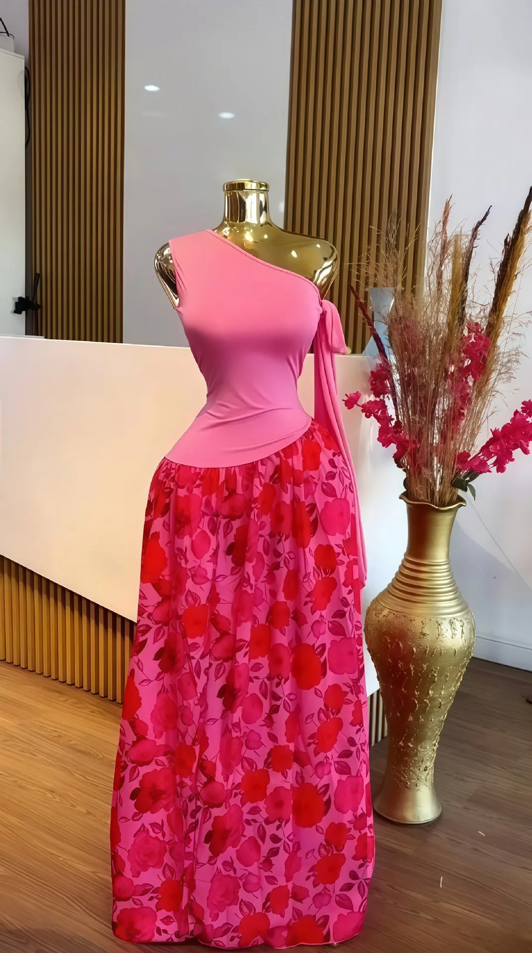 GLCMYAYA Women One Bowknot Shoulder Sleeveless Floral Printed Maxi Long Dress 2025 Vacation Sexy Party Club Vestidos Dresses