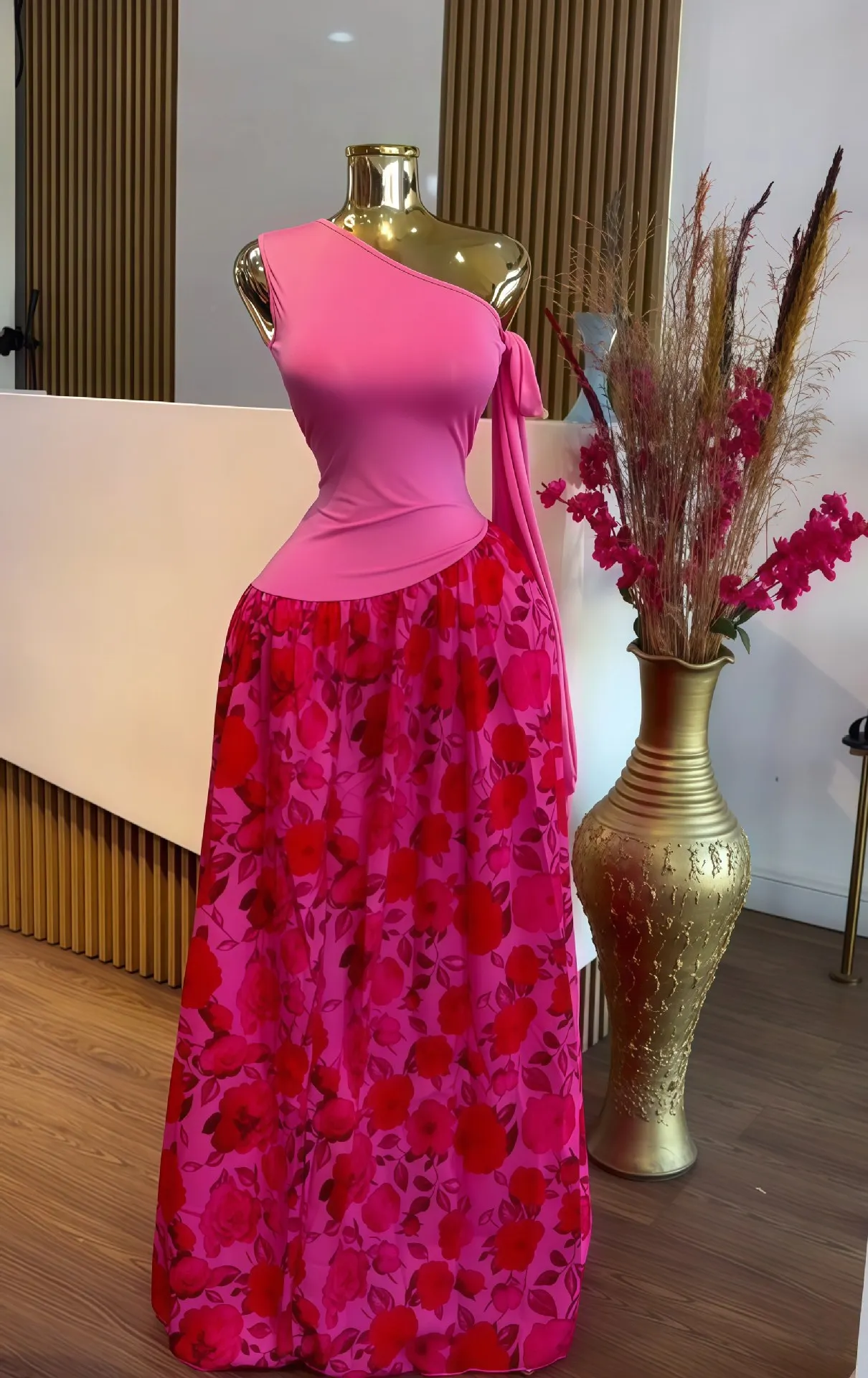 GLCMYAYA Women One Bowknot Shoulder Sleeveless Floral Printed Maxi Long Dress 2025 Vacation Sexy Party Club Vestidos Dresses