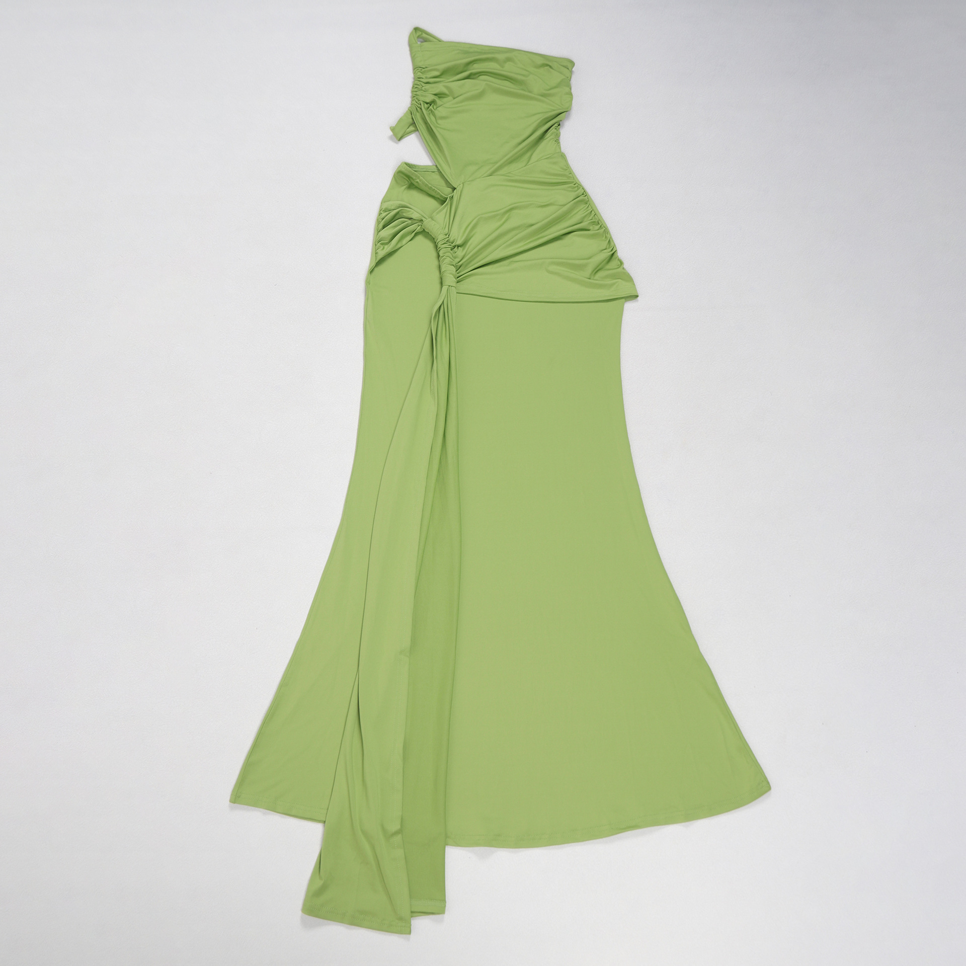 CM.YAYA Women Sleeveless Hollow Out Strap Ruched Maxi Long Dress 2025 Summer Street Sexy Party Birthday Evening Dresses Vestidos