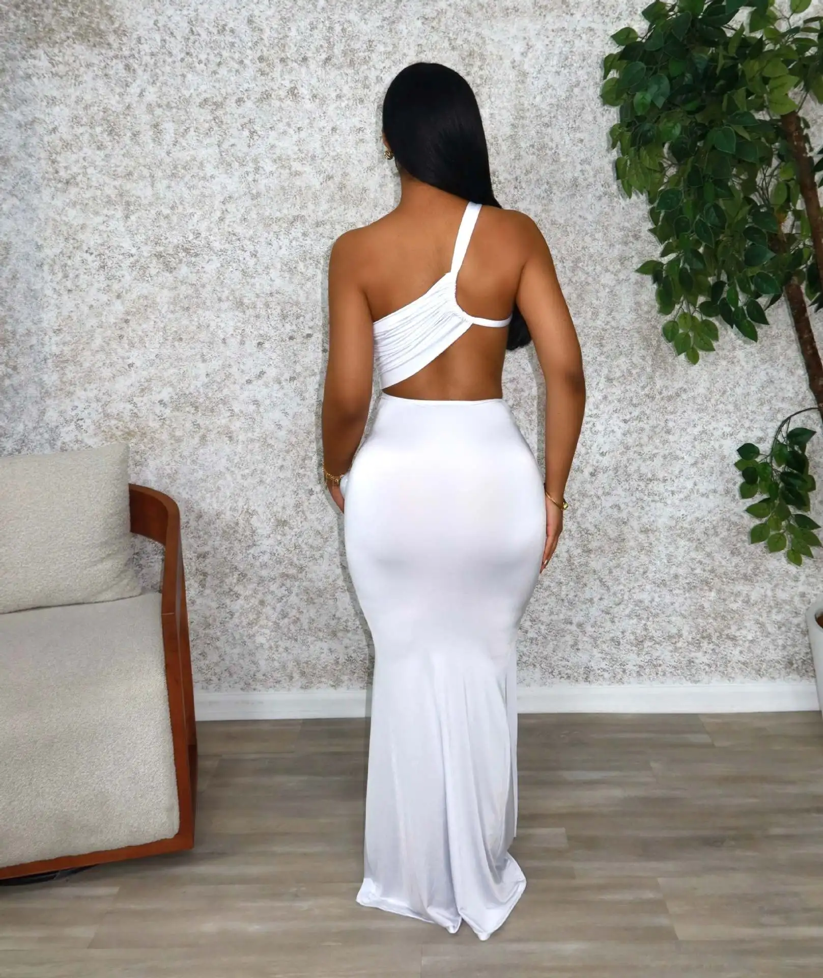 CM.YAYA Women Sleeveless Hollow Out Strap Ruched Maxi Long Dress 2025 Summer Street Sexy Party Birthday Evening Dresses Vestidos