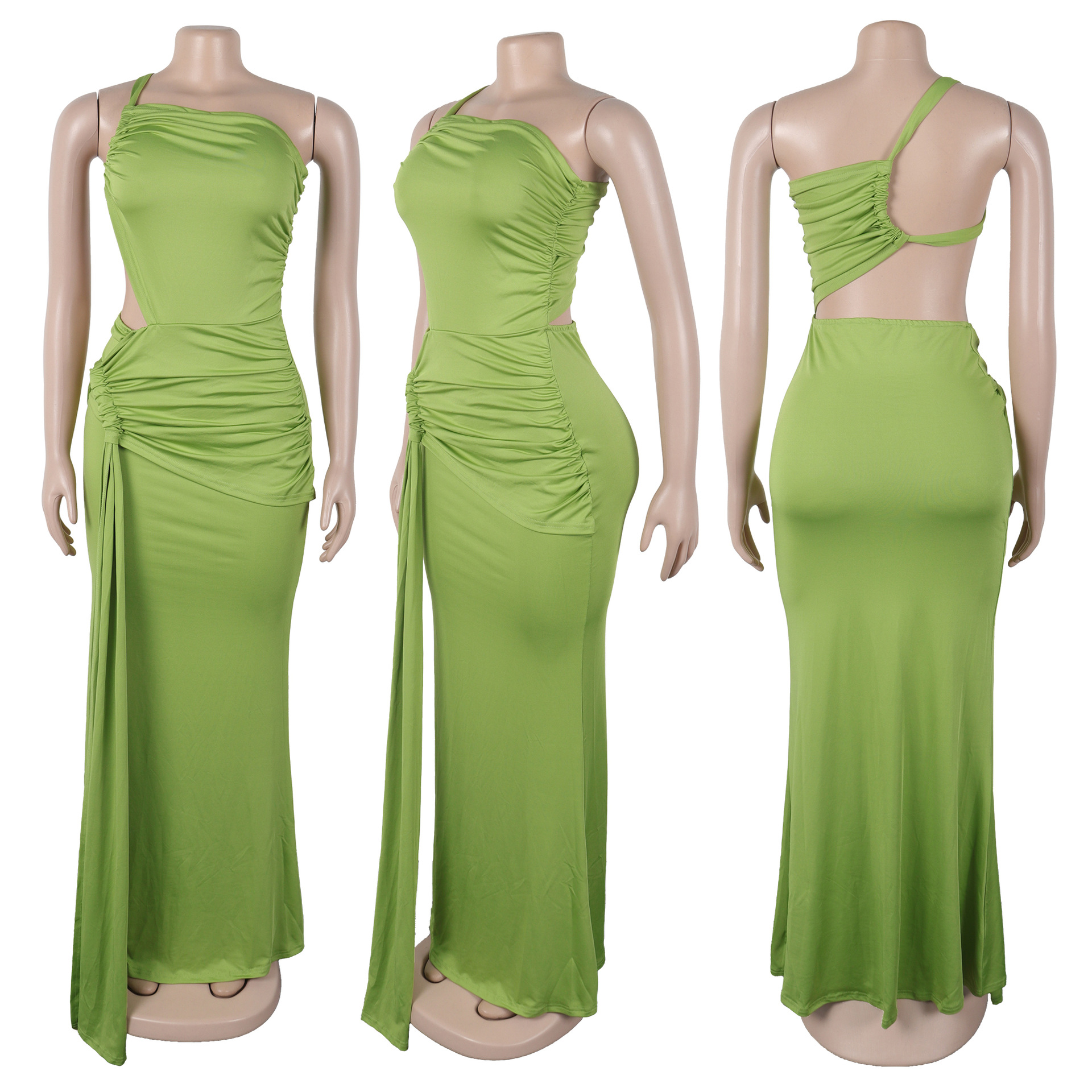 CM.YAYA Women Sleeveless Hollow Out Strap Ruched Maxi Long Dress 2025 Summer Street Sexy Party Birthday Evening Dresses Vestidos