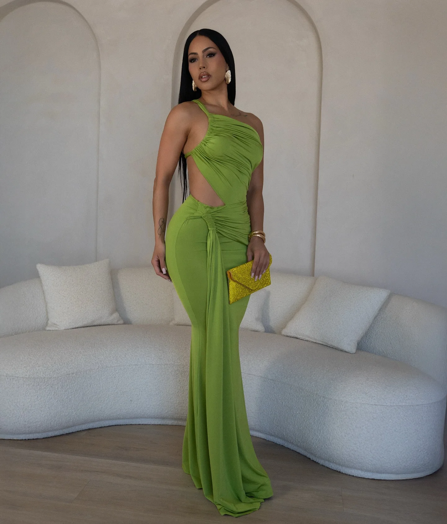 CM.YAYA Women Sleeveless Hollow Out Strap Ruched Maxi Long Dress 2025 Summer Street Sexy Party Birthday Evening Dresses Vestidos