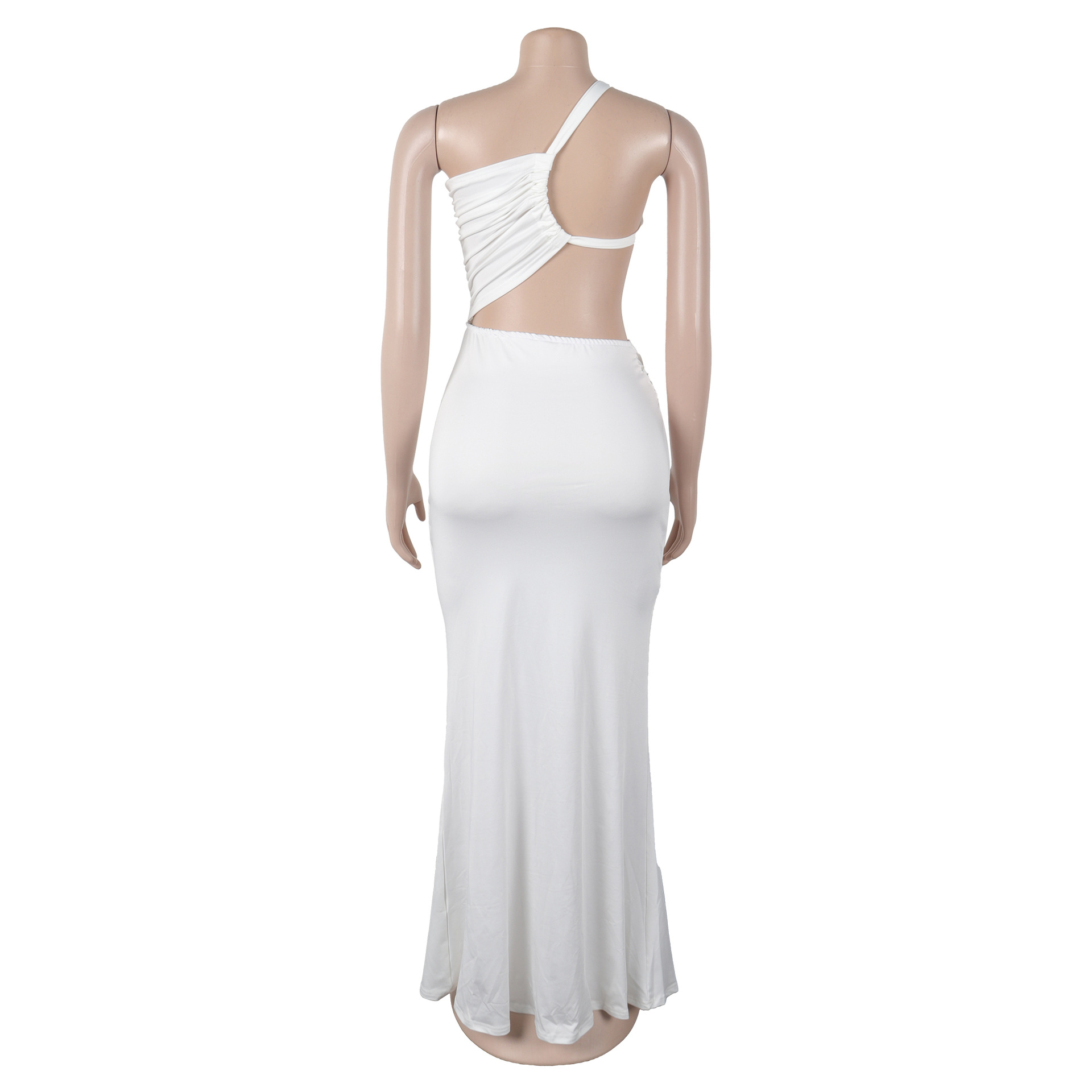 CM.YAYA Women Sleeveless Hollow Out Strap Ruched Maxi Long Dress 2025 Summer Street Sexy Party Birthday Evening Dresses Vestidos