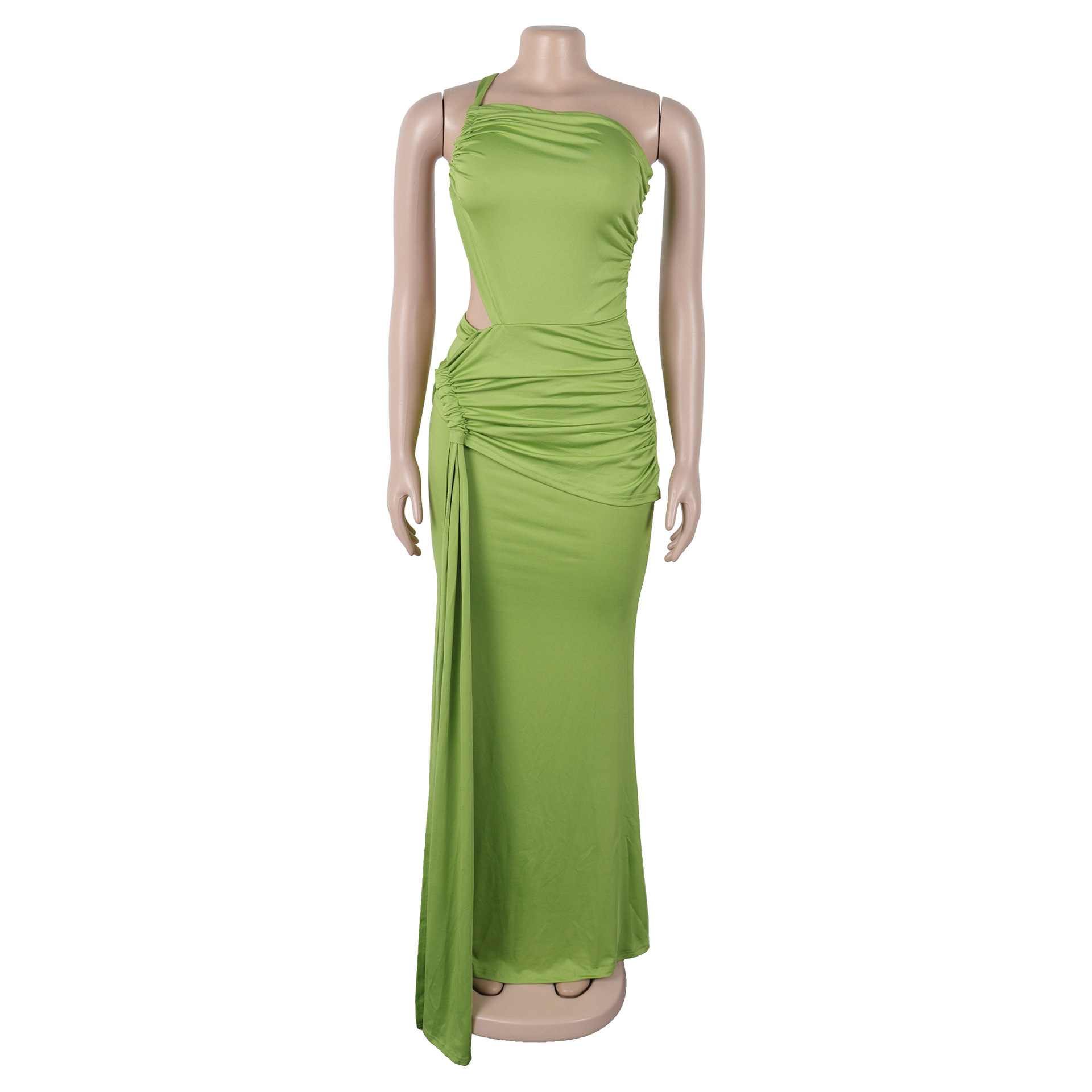 CM.YAYA Women Sleeveless Hollow Out Strap Ruched Maxi Long Dress 2025 Summer Street Sexy Party Birthday Evening Dresses Vestidos