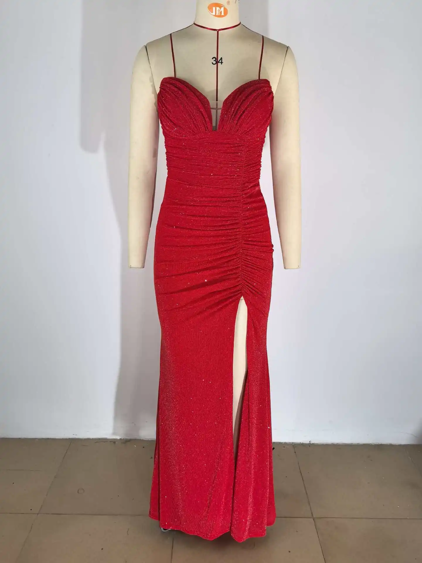 CM.YAYA Women Sequined Stacked Strap Side Split Bodycon Midi Maxi V-neck Dress 2026 Spring Summer Holiday Sexy Party Dresses CM.YAYA Women Sequined Stacked Strap Side Split Bodycon Midi Maxi V-neck Dress 2026 Spring Summer Holiday Sexy Party Dresses