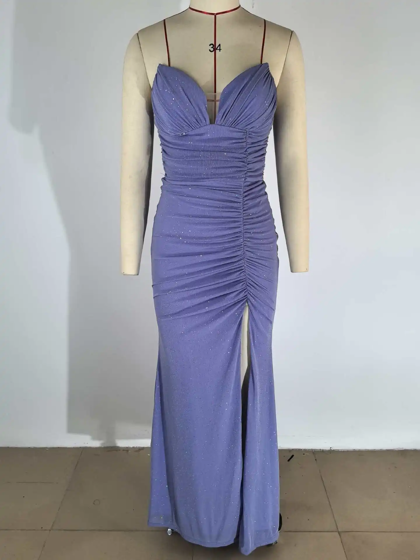 CM.YAYA Women Sequined Stacked Strap Side Split Bodycon Midi Maxi V-neck Dress 2026 Spring Summer Holiday Sexy Party Dresses CM.YAYA Women Sequined Stacked Strap Side Split Bodycon Midi Maxi V-neck Dress 2026 Spring Summer Holiday Sexy Party Dresses