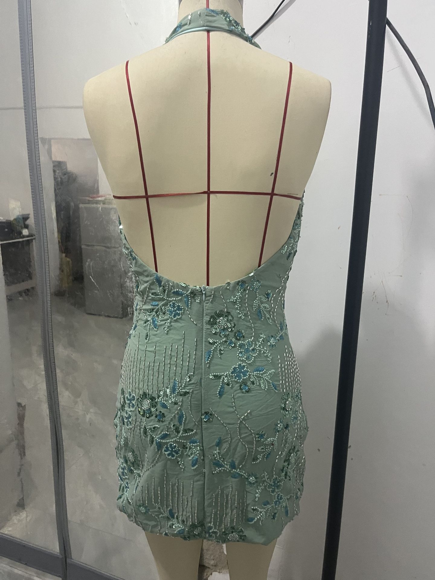 CM.YAYA Women's Sequins Halter Neck Backless Bodycon Midi Maxi Formal Dress 2026 Education Party Cocktail Night Out Mini Dresses