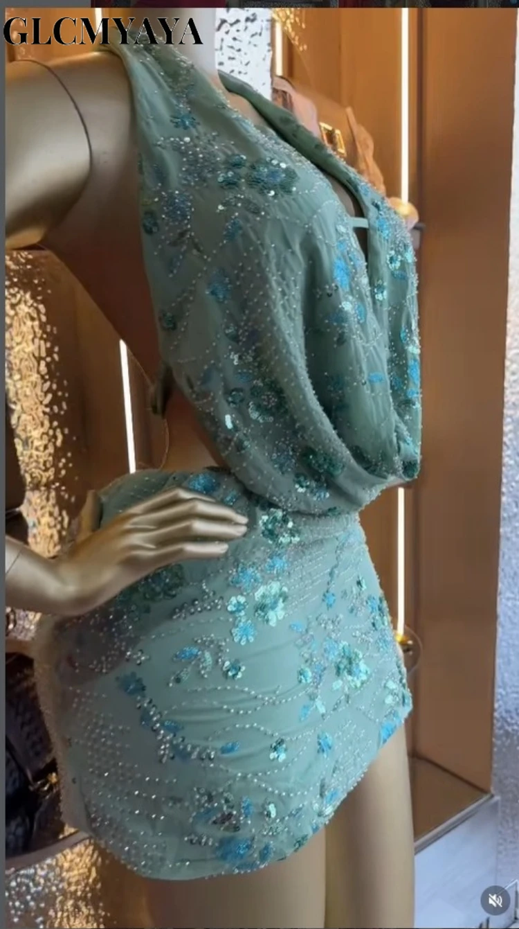 CM.YAYA Women's Sequins Halter Neck Backless Bodycon Midi Maxi Formal Dress 2026 Education Party Cocktail Night Out Mini Dresses CM.YAYA Women's Sequins Halter Neck Backless Bodycon Midi Maxi Formal Dress 2026 Education Party Cocktail Night Out Mini Dresses