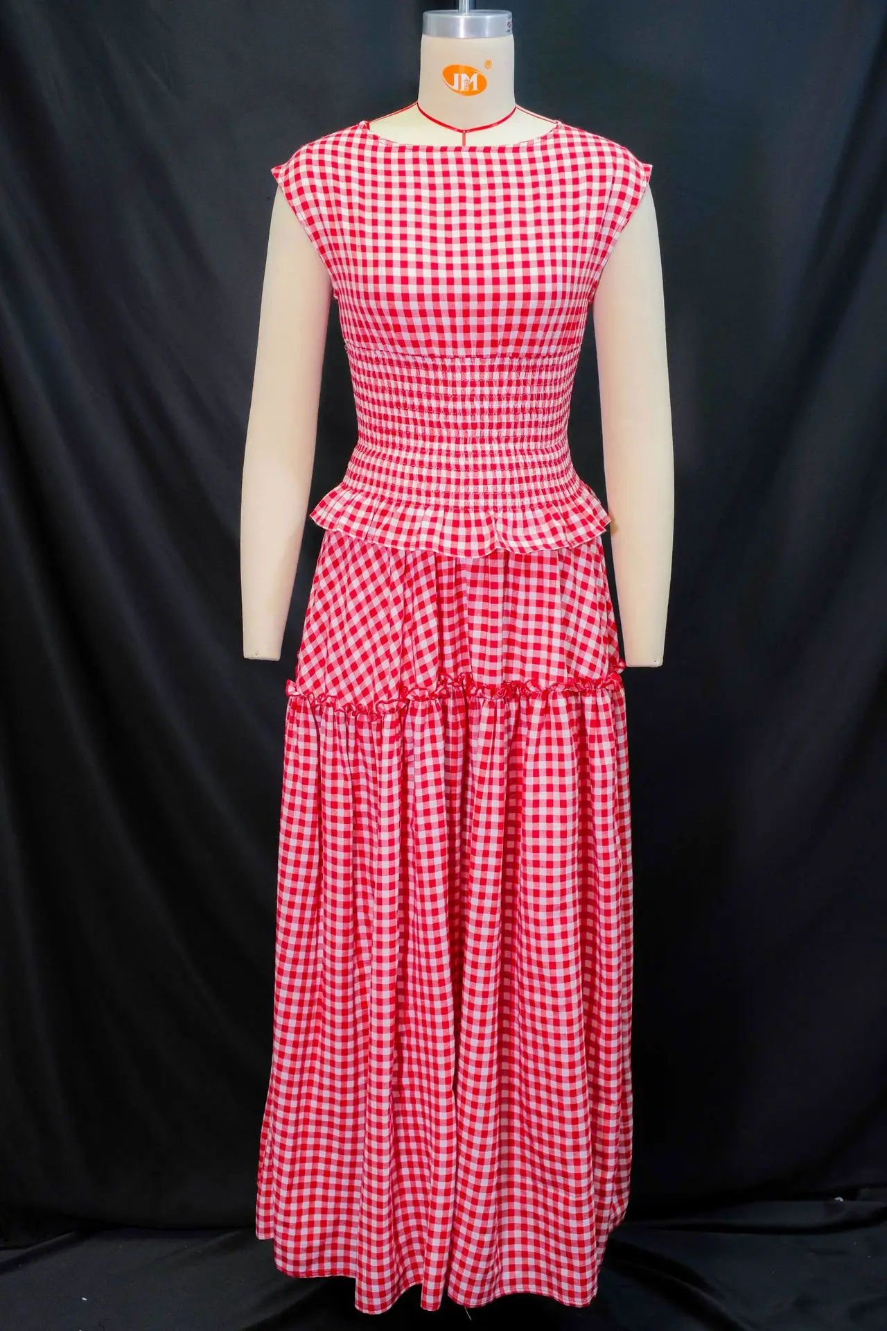 GLCMYAYA Women Plaid Ruffles A-line Smock Sleeveless Classic Maxi Long Dress 2025 Beach Vacation Holiday Party Birthday Dresses GLCMYAYA Women Plaid Ruffles A-line Smock Sleeveless Classic Maxi Long Dress 2025 Beach Vacation Holiday Party Birthday Dresses