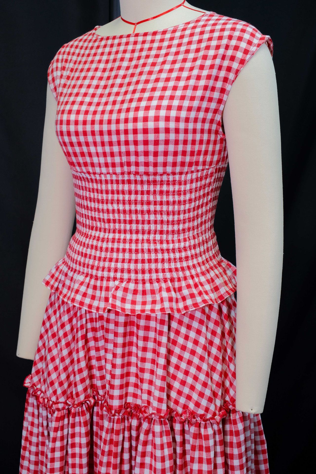 GLCMYAYA Women Plaid Ruffles A-line Smock Sleeveless Classic Maxi Long Dress 2025 Beach Vacation Holiday Party Birthday Dresses