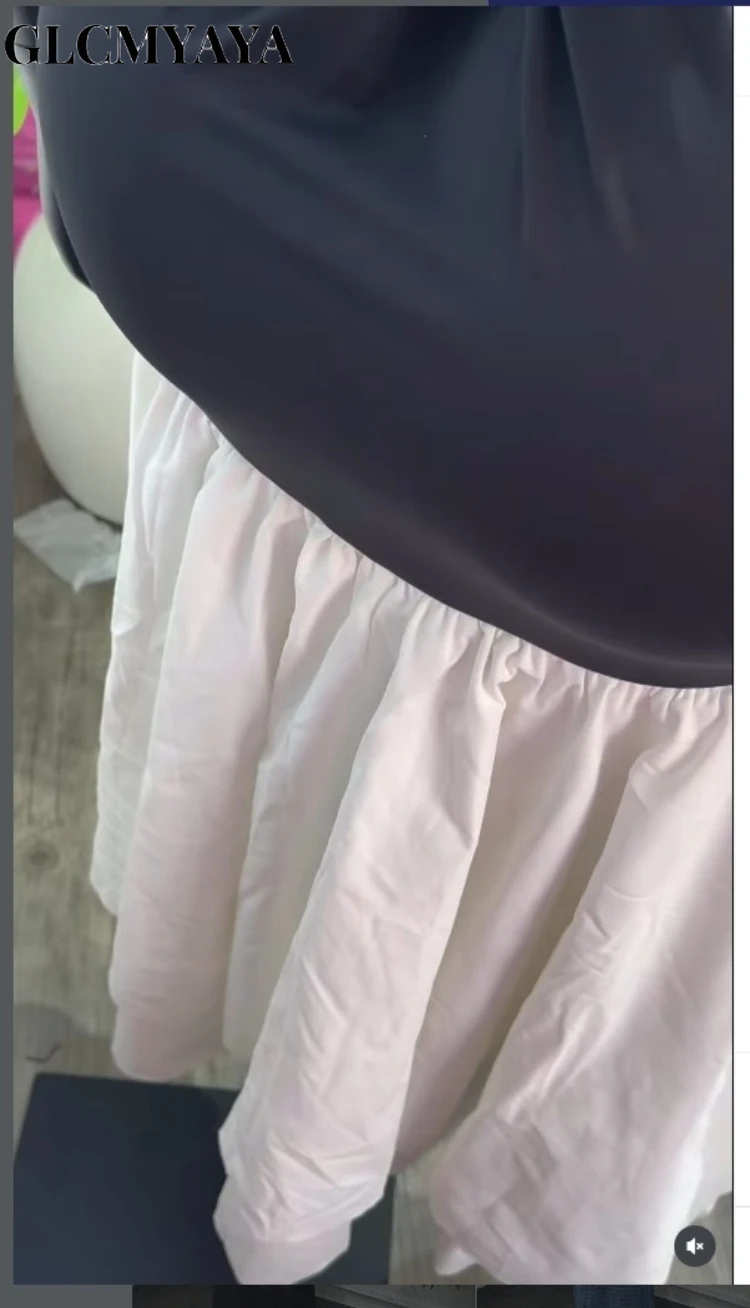 CM.YAYA Women Ruffles Splicing Side Split Asymmetrical Strapless Maxi Dress 2026 Party Education Holiday Long Dresses Vestidos