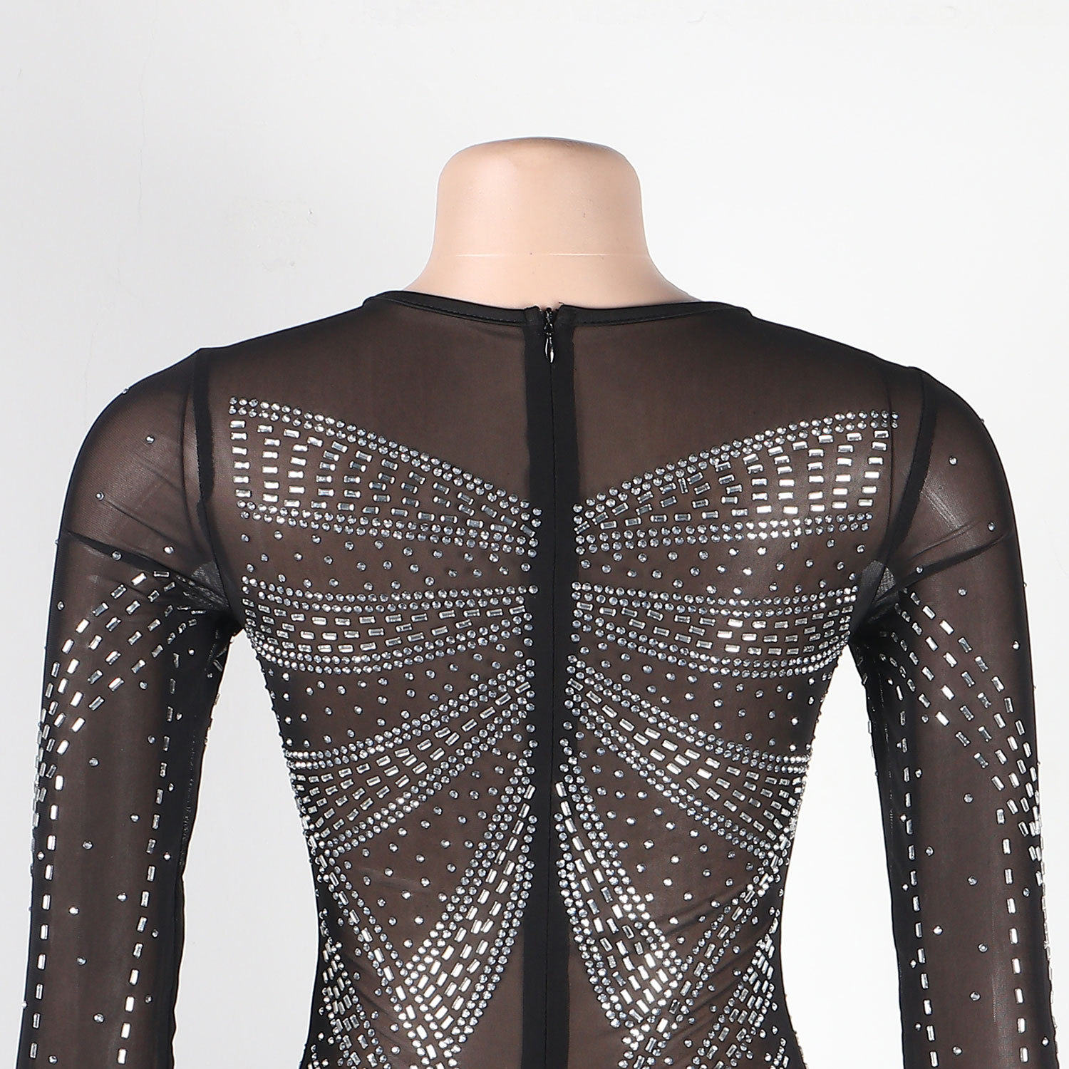 CM.YAYA Women Mesh Patchwork Diamonds Hot Rhinestones Bodycon Midi Mermaid Maxi Dress 2023 Evening Sexy Party Dresses Vestidos