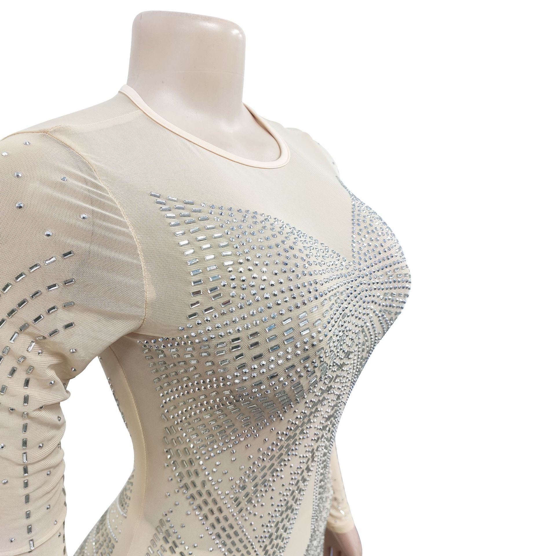 CM.YAYA Women Mesh Patchwork Diamonds Hot Rhinestones Bodycon Midi Mermaid Maxi Dress 2023 Evening Sexy Party Dresses Vestidos