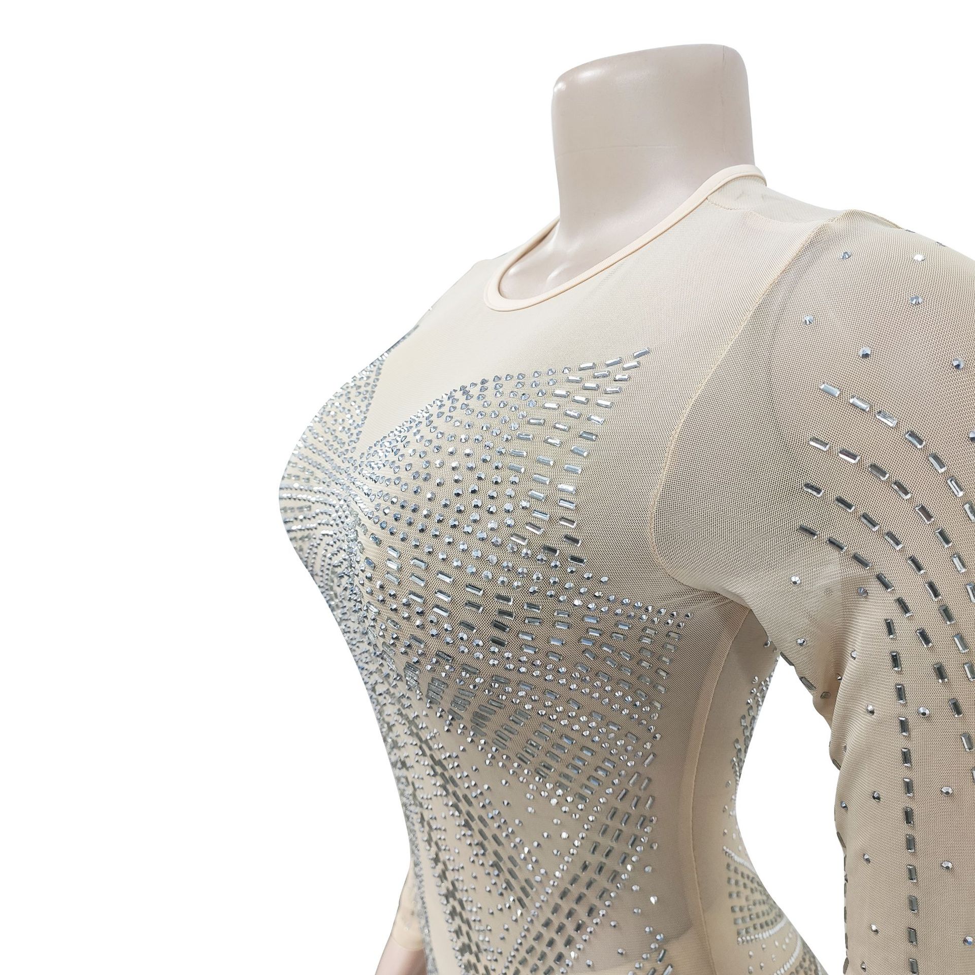 CM.YAYA Women Mesh Patchwork Diamonds Hot Rhinestones Bodycon Midi Mermaid Maxi Dress 2023 Evening Sexy Party Dresses Vestidos