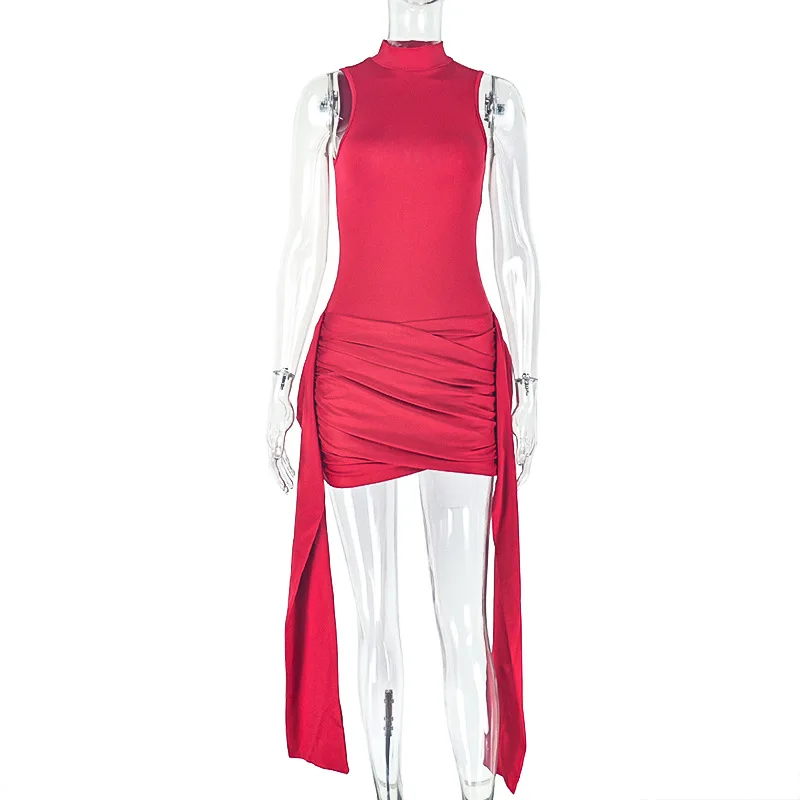 CM.YAYA Women Ruched Ribbon Sleeveless Bodycon Midi Mini Dress 2026 Spring Evening Beach Sexy Birthday Party Trendy Dresses CM.YAYA Women Ruched Ribbon Sleeveless Bodycon Midi Mini Dress 2026 Spring Evening Beach Sexy Birthday Party Trendy Dresses