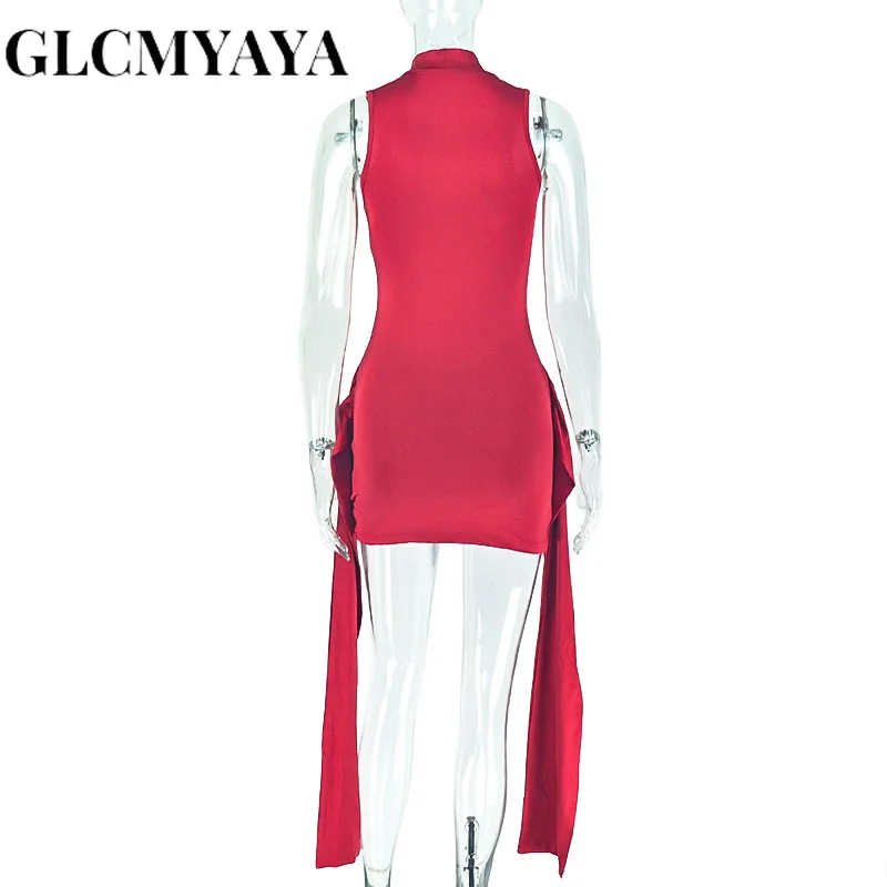 CM.YAYA Women Ruched Ribbon Sleeveless Bodycon Midi Mini Dress 2026 Spring Evening Beach Sexy Birthday Party Trendy Dresses