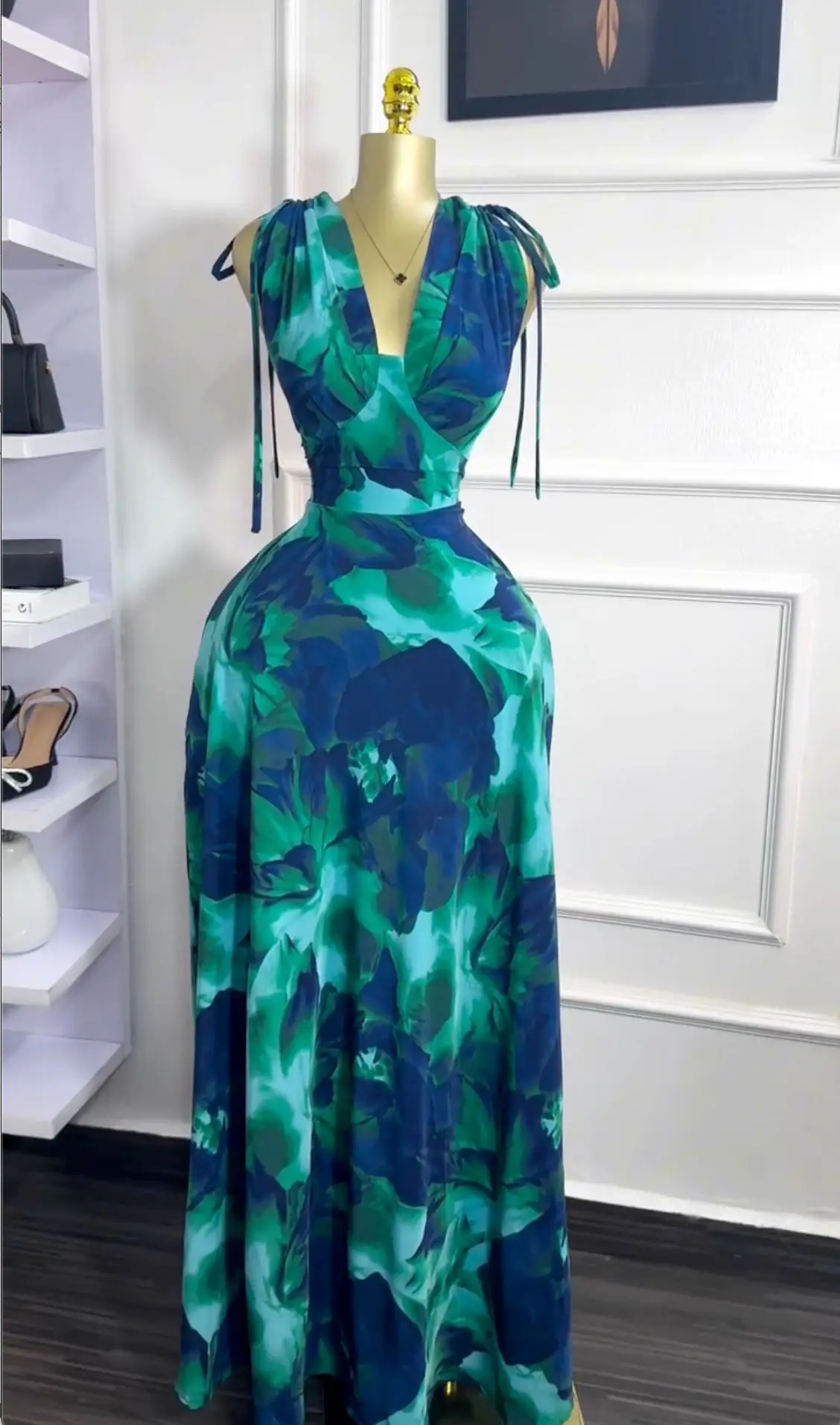 CM.YAYA Women Tie Dye Printed Sleeveless Big Swing Maxi Long Dress 2025 Summer Holiday Birthday Sexy Club Party Evening Dresses