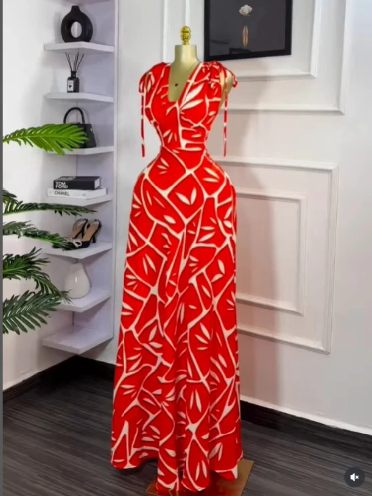 CM.YAYA Women Tie Dye Printed Sleeveless Big Swing Maxi Long Dress 2025 Summer Holiday Birthday Sexy Club Party Evening Dresses