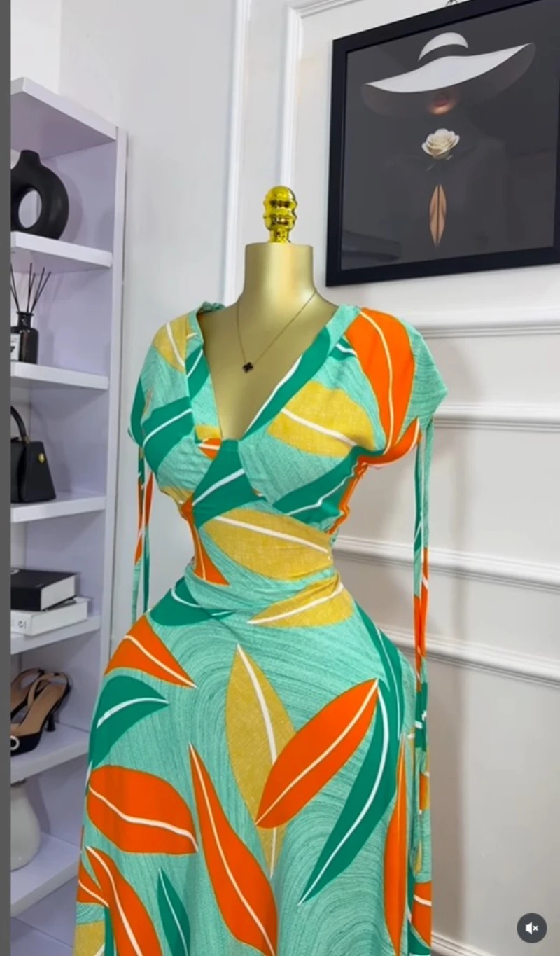 CM.YAYA Women Tie Dye Printed Sleeveless Big Swing Maxi Long Dress 2025 Summer Holiday Birthday Sexy Club Party Evening Dresses