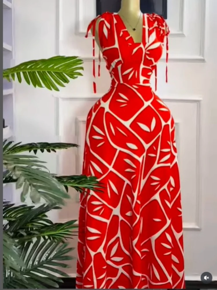 CM.YAYA Women Tie Dye Printed Sleeveless Big Swing Maxi Long Dress 2025 Summer Holiday Birthday Sexy Club Party Evening Dresses