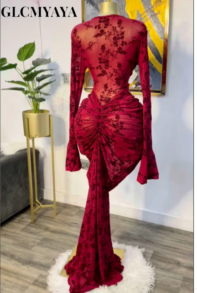 CM.YAYA Women Floral Print See Though Bodycon Floor Length Long Dress 2026 Spring Birthday Vacation Street Maxi Dresses Vestidos